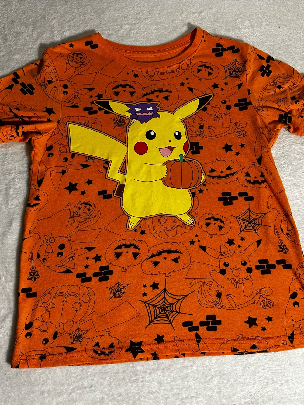 Bella Canvas Orange Halloween Pikachu Tee with Yellow Graphic
